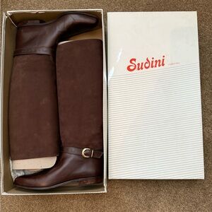 Sudini chocolate brown leather riding boots size 8AA